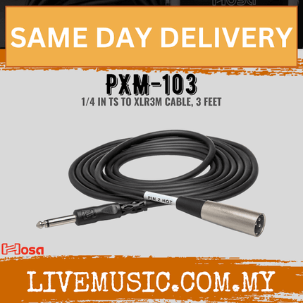 Hosa PXM-103 Cable 1/4 inch TS - XLR3M, 3ft (PXM103/PXM 103)