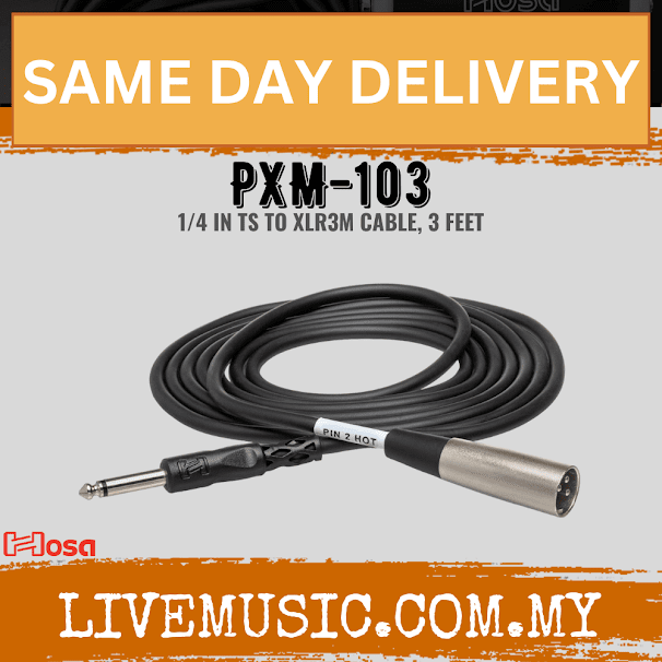 Hosa PXM-103 Cable 1/4 inch TS - XLR3M, 3ft (PXM103/PXM 103)