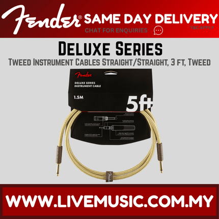 Fender Deluxe Series Instrument Cable, 5ft - Tweed