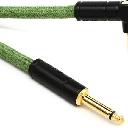 Fender Festival Hemp Angled Instrument Cable, 10ft, Pure Hemp - Green