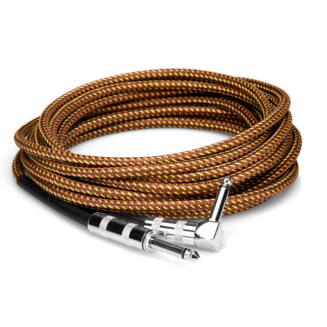 Hosa GTR-518R Straight to Right Angle Tweed Guitar Cable, 18 Feet (GTR518R/GTR 518R)