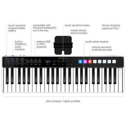 IK Multimedia iRig Keys I/O 49 - 49 Key Keyboard Controller For Mac & PC with Audio Interface (Keys-I/O)