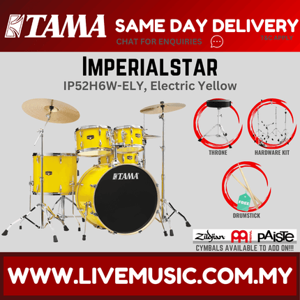 Tama Imperial Star Drum Set with Drum Throne, Imperialstar Without Cymbal Set ( NO CYMBAL ) ( IP52H6W )