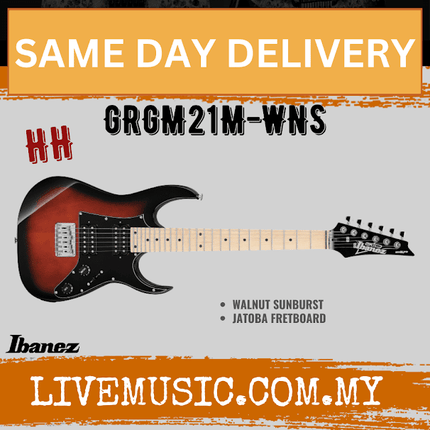 Ibanez Gio GRGM21M HH Mikro Solid Body Electric Guitar Maple Fretboard - Walnut Sunburst( GRGM21M-WNS)