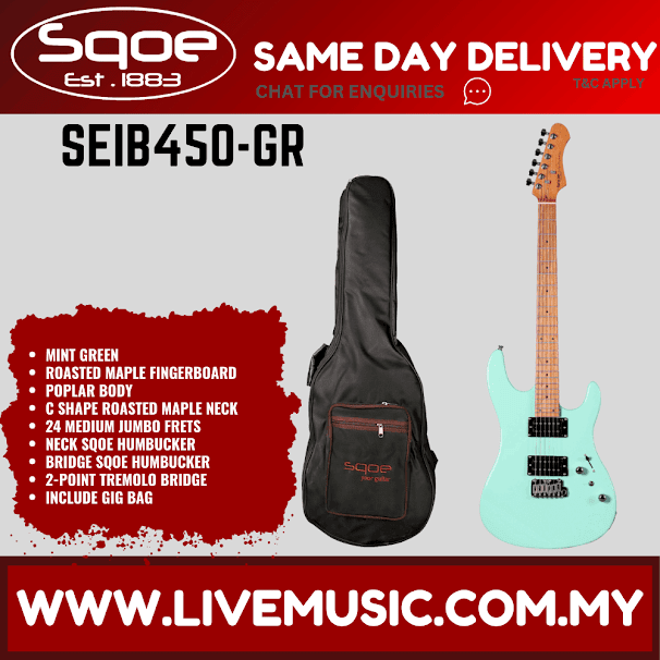 SQOE SEIB450 Double Cutaway Body HH Electric Guitar Roasted Maple Fretboard - Green ( SEIB 450 / SEIB-450 )
