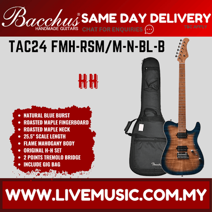 Bacchus TAC24 FMH-RSM/M Universe Series Electric Guitar - Natural Blue Burst ( TAC24FMH RSM/M / TAC24FMHRSMM )