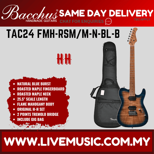 Bacchus TAC24 FMH-RSM/M Universe Series Electric Guitar - Natural Blue Burst ( TAC24FMH RSM/M / TAC24FMHRSMM )