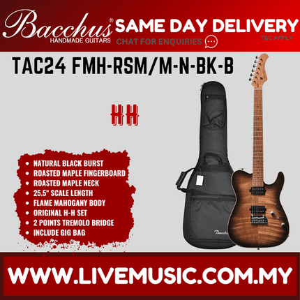 Bacchus TAC24 FMH-RSM/M Universe Series Electric Guitar - Natural Black Burst ( TAC24FMH RSM/M / TAC24FMHRSMM )