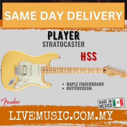 Fender Player HSS Stratocaster Electric Guitar, Maple Fretboard - Buttercream
