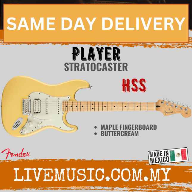 Fender Player HSS Stratocaster Electric Guitar, Maple Fretboard - Buttercream