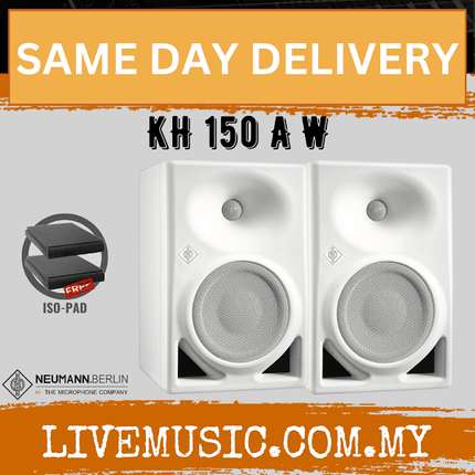 Neumann KH 150 6.5 Inch Powered Studio Speaker w/Monitor Stand And Isolation Pad (White) - Pair ( KH150 )