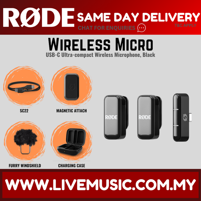 Rode Wireless Micro Ultra 2tx+1rx Compact Wireless Mic for TYPE-C - Black