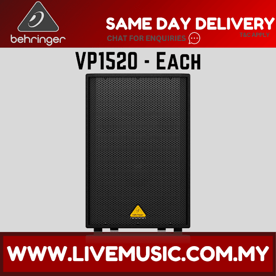 Black passive PA speaker cabinet with front mesh grille