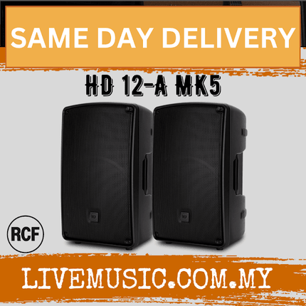 RCF HD 12-A MK5 Active 1400W 2-way 12" Powered Speaker With Speaker Stand And Cable - Each / Pair ( HD12A / HD 12A / MK5 )