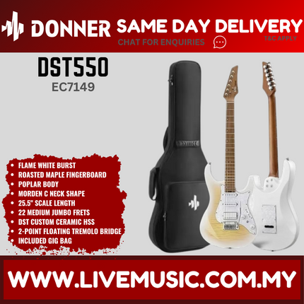Donner DST550 Electric Guitar, Amethyst White Burst/Caribbean Shoreline/Flame White/Turquoise White (DST-550 / DST 550)