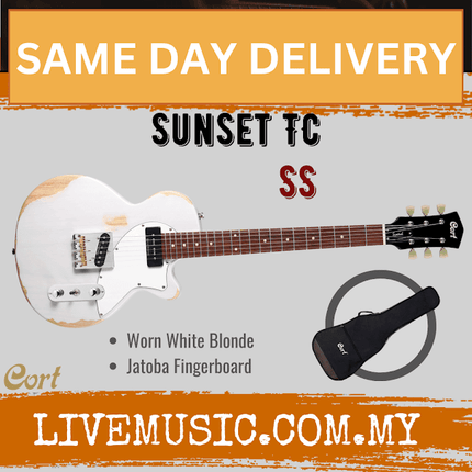Cort Sunset TC Electric Guitar Jatoba Fretboard with Gig Bag - Worn White Blonde