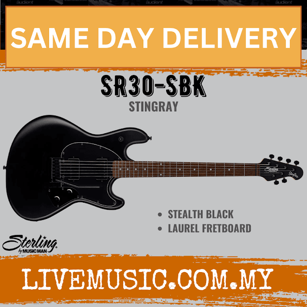 Sterling SR30 Stingray 6-String Electric Guitar Laurel Fretboard - Stealth Black (SR-30/SR 30)