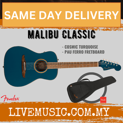 Fender California Malibu Classic Small-Bodied Acoustic-Electric Guitar with Bag - Cosmic Turquoise
