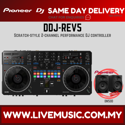 Pioneer DJ DDJ-REV5 4-deck DJ Controller with Stem Separation With Monitor Speaker And Case ( DDJ REV5 / DDJREV5)