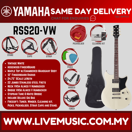 Yamaha Revstar Standard RSS20 Electric Guitar - Black / Vintage White / Sunset Burst / Swift Blue / Flash Green / Hot Merlot / Mist Green / Sonic Blue ( RSS20 / RSS 20 )