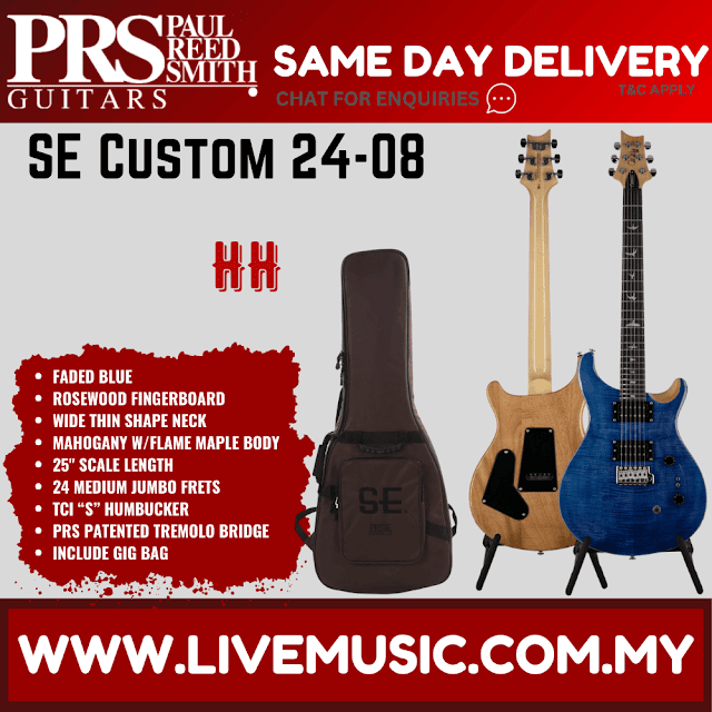 PRS SE Custom 24-08 Electric Guitar with Bag - Vintage Sunburst / Eriza Verde / Faded Blue / Turquoise / Blood Orange