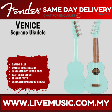 Fender Venice Soprano Ukulele, Walnut Fretboard