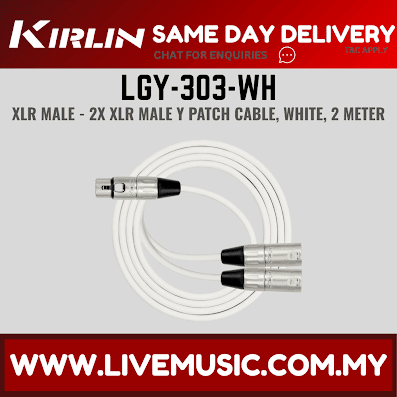Kirlin LGY-303 2 Meter XLR Female to Dual XLR Male Y-Cable -Black/White (LGY 303/LGY303)