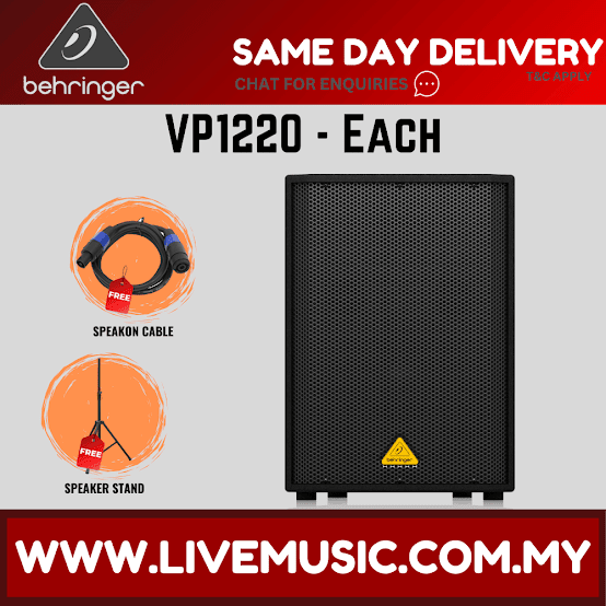 Behringer VP1220 800-watt 12'' Passive Speaker w/Speaker Stand and Cable - Each ( VP-1220 / VP 1220 )