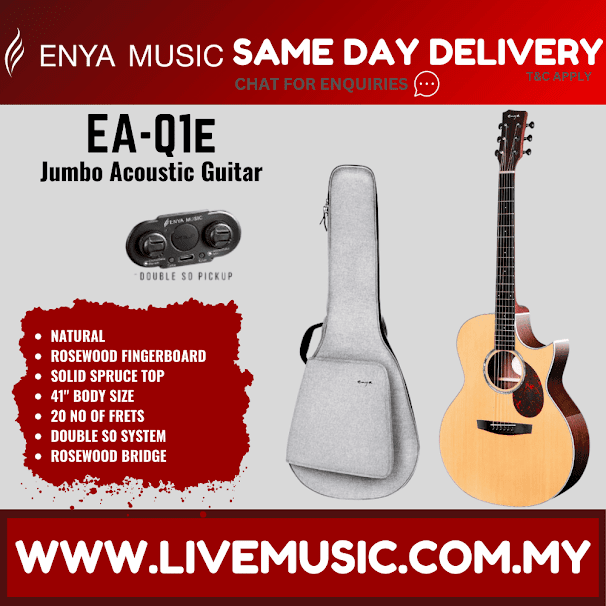 ENYA EA-Q1E 41" ACOUSTIC GUITAR SOLID SITKA SPRUCE TOP WITH TRANSACOUSTIC PICKUP PACK WITH BAG (EAQ1E/EA Q1E)