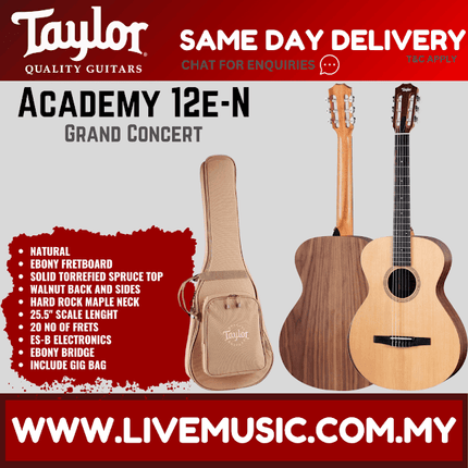 Taylor Academy 12e-N Grand Concert Nylon-String Acoustic Guitar w/Bag