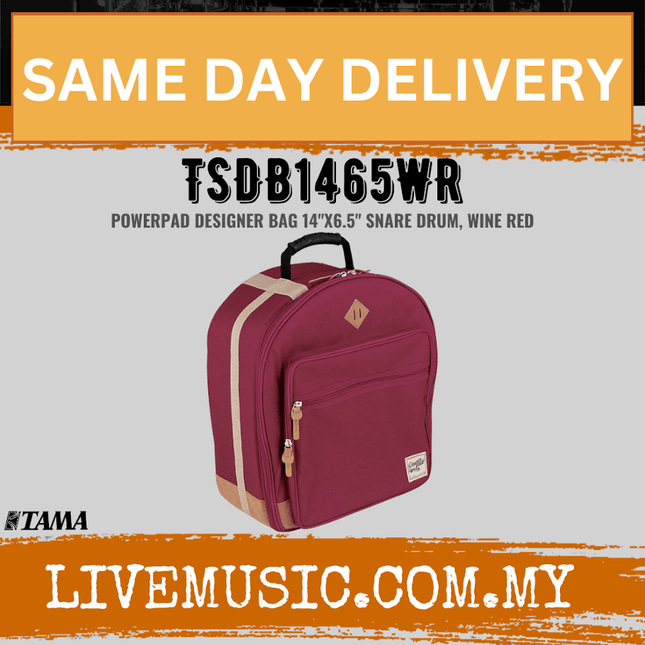 Tama TSDB1465-WR Powerpad Snare Drum Bag 6.5″x14″, Wine Red ( TSDB1465 WR / TSDB1465WR )