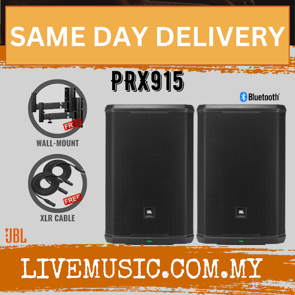 JBL PRX915 15-inch Powered Loudspeaker With Speaker Stand And Cable - Each / Pair ( PRX-915 / PRX 915 )