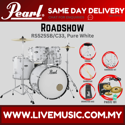 Pearl Roadshow RS525SB/C Drum Set with Paiste 101 Brass Cymbal set, Drum Throne