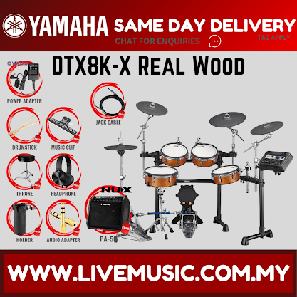 Yamaha DTX8K-X Electronic Drum Set With Amplifier And Drum Throne - Real Wood ( DTX8 / DTX8K / DTX8KX )