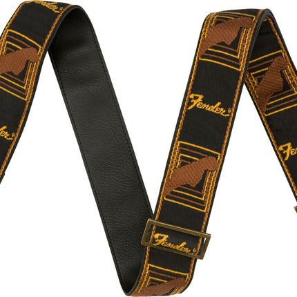 Fender Legacy Monogram Guitar Strap, Black/Yellow/Brown