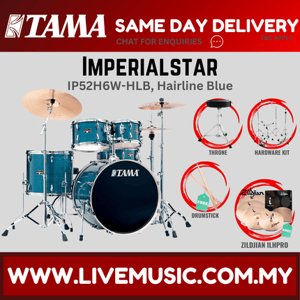 Tama Imperial Star Drum Set with Drum Throne, Imperialstar With Zildjian ILHPRO Cymbal Set ( IP52H6W )