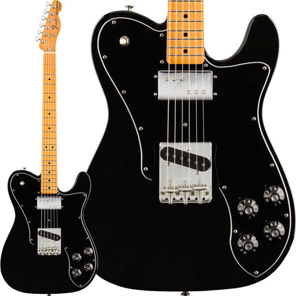 Fender Vintera 70s Telecaster Custom Electric Guitar, Maple Fretboard with Gig Bag - Black