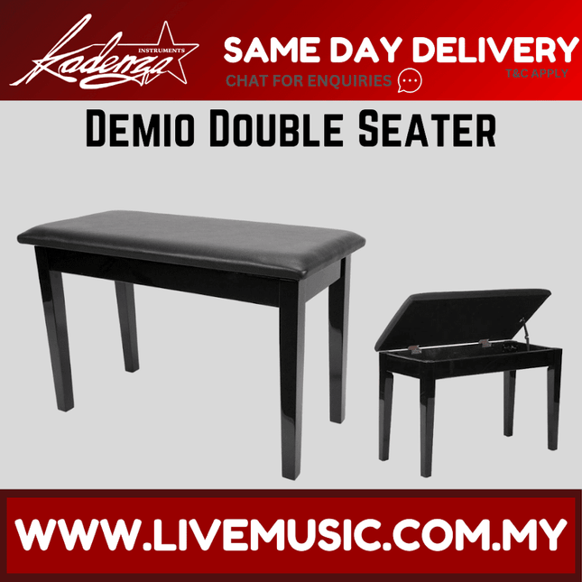 Kadenza Demio High Quality Double Seater Piano Bench, Keyboard Bench, x bench, Stool Chair - Black (LMC)