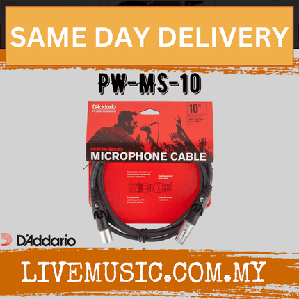 D'addario PW-MS-10 Custom Series Microphone Cables, With Swivel Connectors, 10 Ft ( PW MS 10 / PWMS10 )