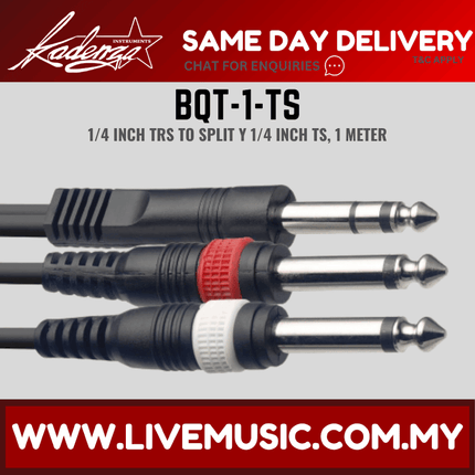 Kadenza BQT1TS Cable, 1/4 inch TRS to 1/4 inch TS - 1 Meter ( Lmc )