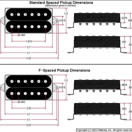 DiMarzio DP282FBK Dreamcatcher Bridge Pickup, F-spaced - Black (DP-282FBK)