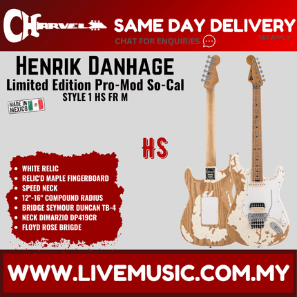 Charvel Henrik Danhage Ltd Ed Signature Pro-Mod So-Cal Style 1 Electric Guitar, White Relic