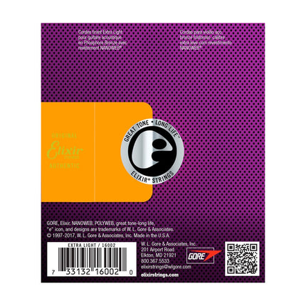 Elixir 16002 Nanoweb Phosphor Bronze Acoustic Guitar String (10-47)