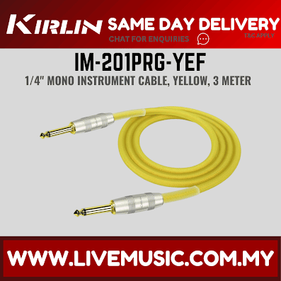 Kirlin Cable IM-201PRG Instrument Cable Mono Plug 3/6 Meter Guitar Cable - Green/Purple/Red/Yellow (IM 201PRG/IM201PRG)
