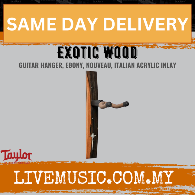 Taylor Exotic Wood Guitar Hanger, Ebony, Nouveau, Italian Acrylic Inlay