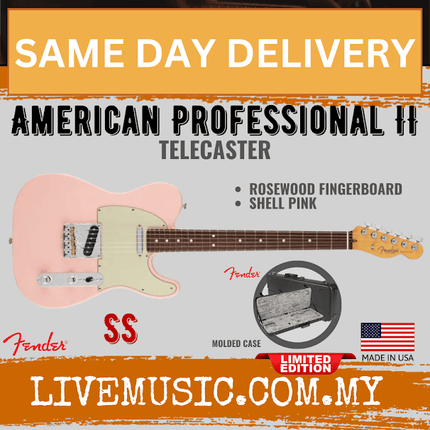 Fender Ltd Ed American Professional II Telecaster Electric Guitar, RW FB, Shell Pink