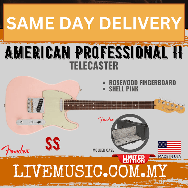 Fender Ltd Ed American Professional II Telecaster Electric Guitar, RW FB, Shell Pink