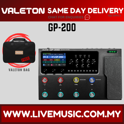 Valeton GP-200 Multi-Effects Processor With LPC-M Multi-Effect Pedal Case - Black ( GP200 / GP 200 )