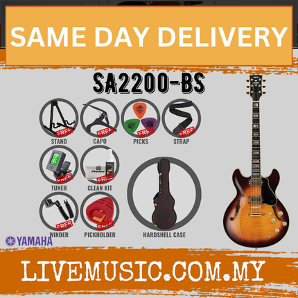 Yamaha SA2200-BSB Semi Hollow Double Cutaway Electric Guitar with Hardcase - Brown Sunburst ( SA2200 )