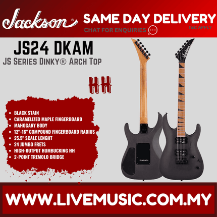Jackson JS Series Dinky Arch Top JS24 DKAM Electric Guitar, Caramelized Maple FB, Black Stain